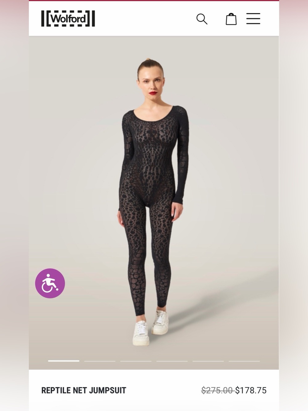 Wolford Reptile Net Jumpsuit size XS